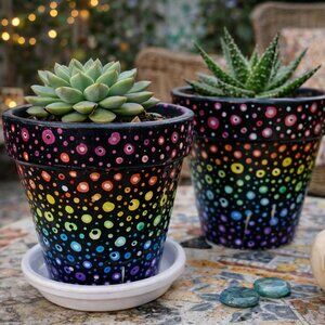 Custom Hand Painted Mandala Terra Cotta Planter Personalized Gift